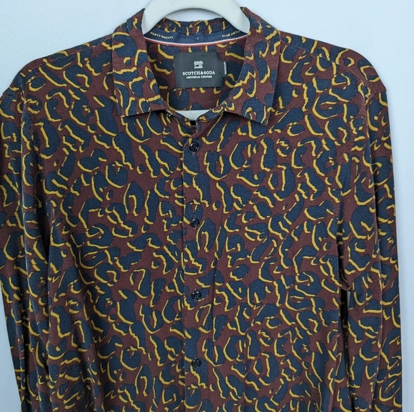 Scotch & Soda Size L Party Animal Leopard Spotted Print Button Front Blouse Top - Picture 3 of 13